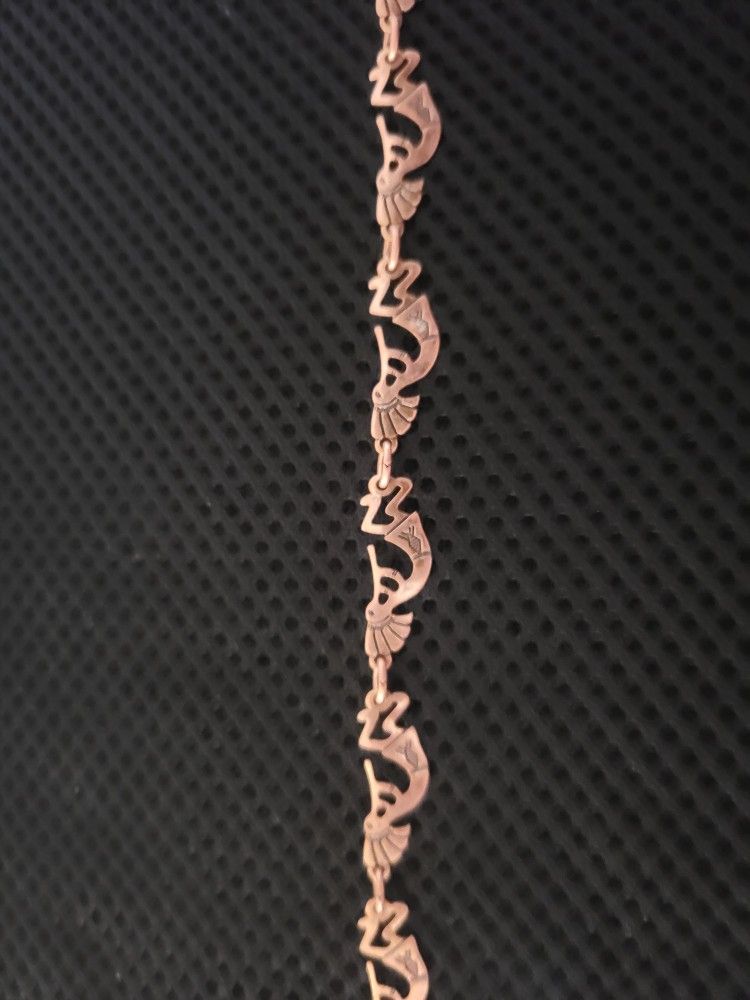Solid Copper Kokopeli Diety Bracelet With Metal Stamp! High Level Of Detail!