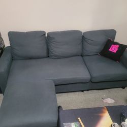 Blue/Gray Couch with Ottoman