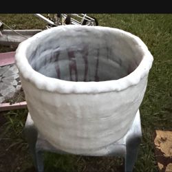 Very Heavy, Large White Ceramic Plant Pot 11 diameter 11 inches 