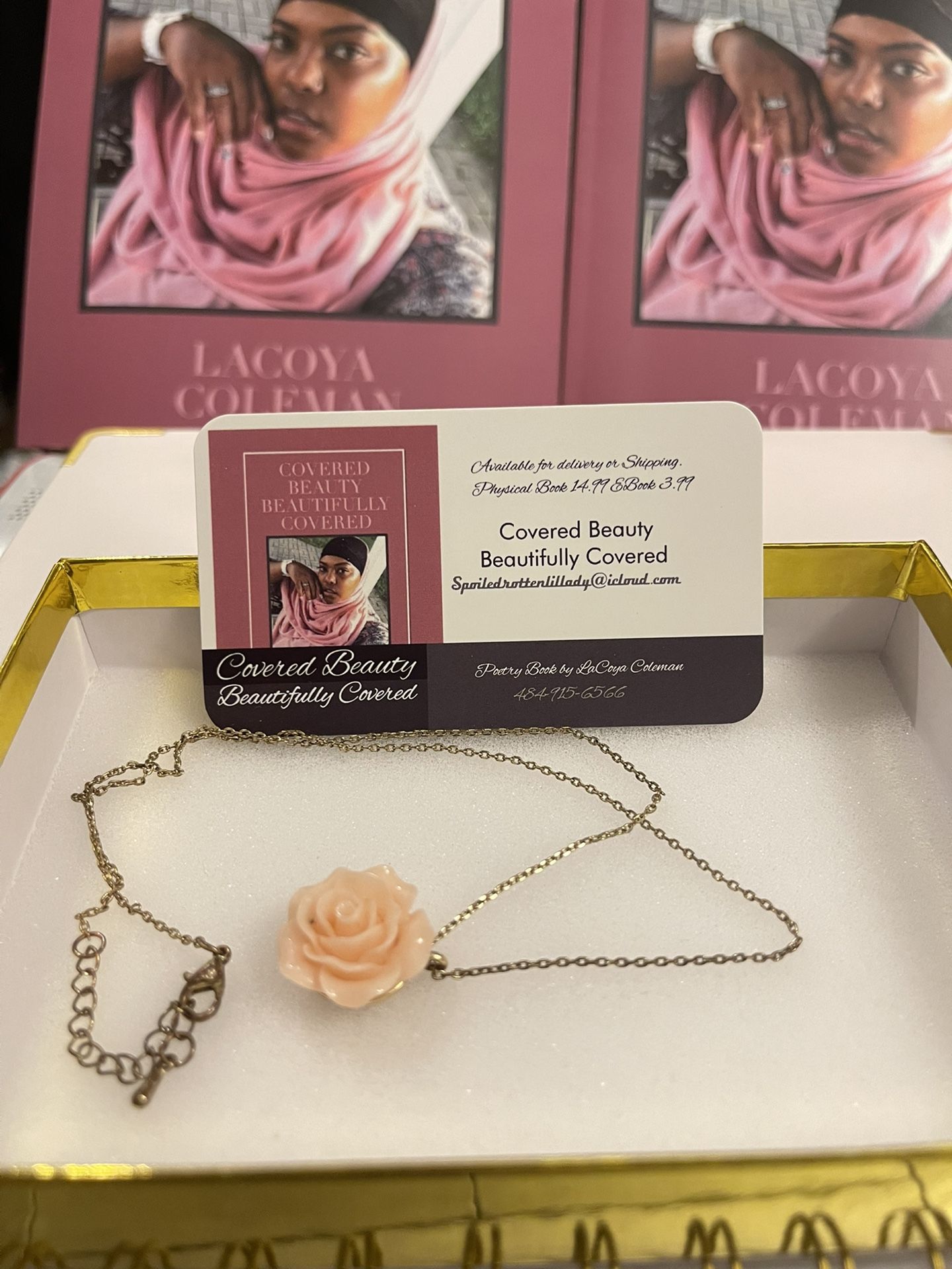 Flower Charm On Adjustable Necklace 
