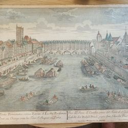 Antique Print Of Paris Canal And Bridge