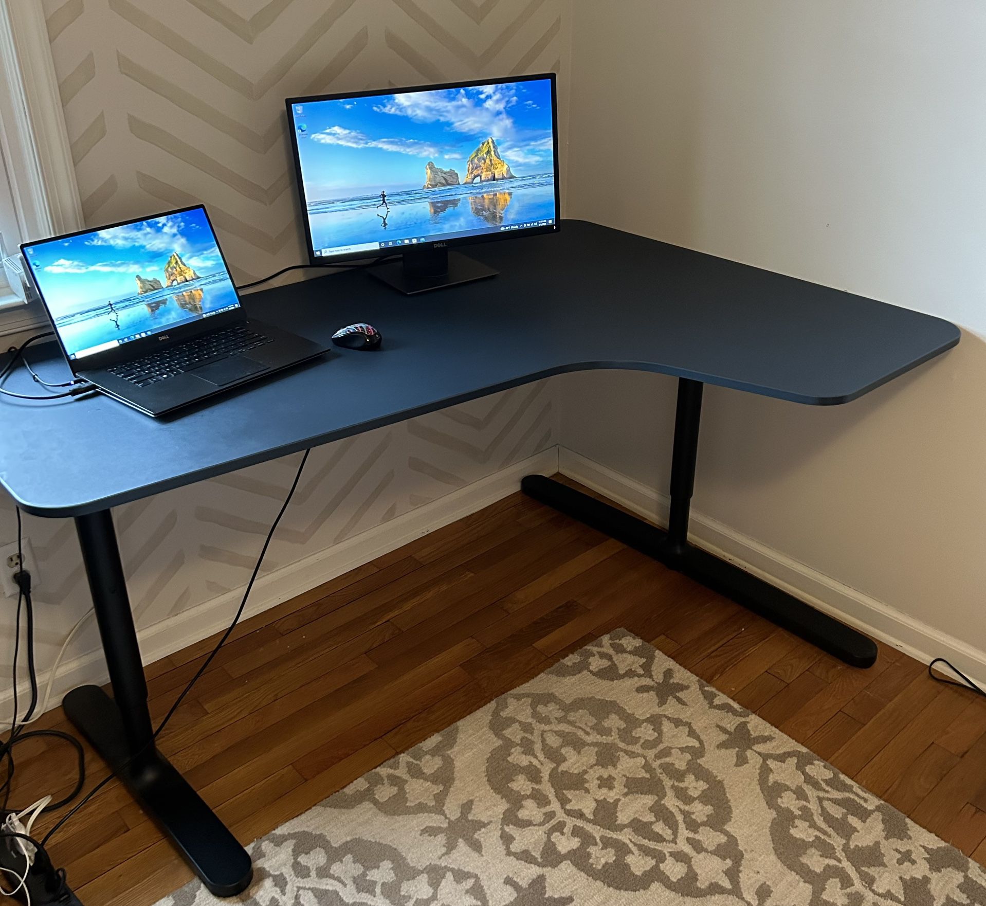 IKEA Right Corner Adjustable Desk 63” X 43”
