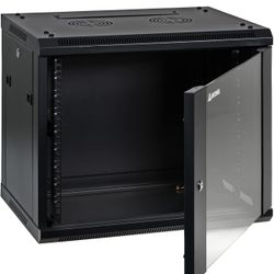 Brand New 9U Professional Wall Mount Network Server Cabinet With Shelf And Rack Mounted Power Strip, And Speaker