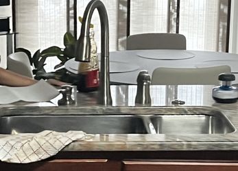 Kitchen faucet and double sink