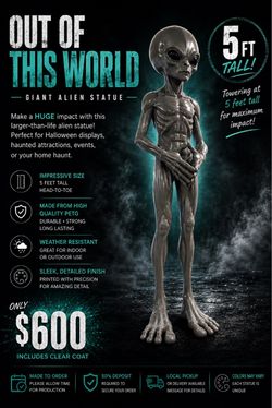 Life-Size Gray Alien Figure Statue