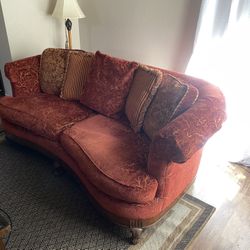 Classic feathered  Down red sofa And Chair