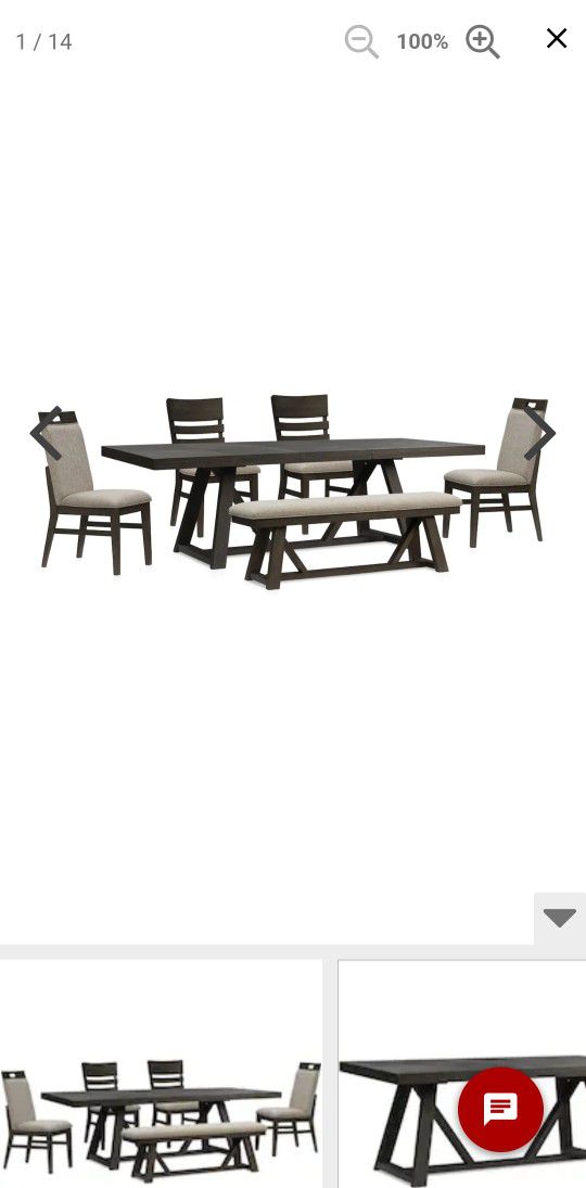 Edison Extendable Dining Table, 2 Upholstered Chairs, 2 Dining Chairs and Bench

