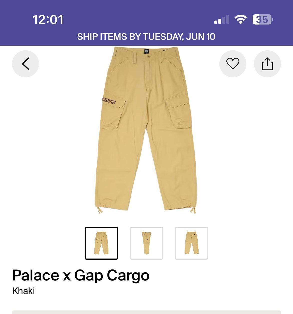 Palace X Gap Cargo Pants 34x32, 34x30,36x32