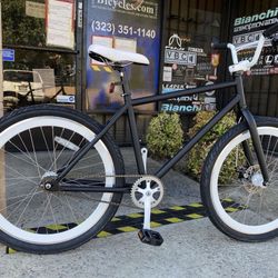 New!!! Available in matte black or gloss white single speed BMX Bike FGFS Freestyle New