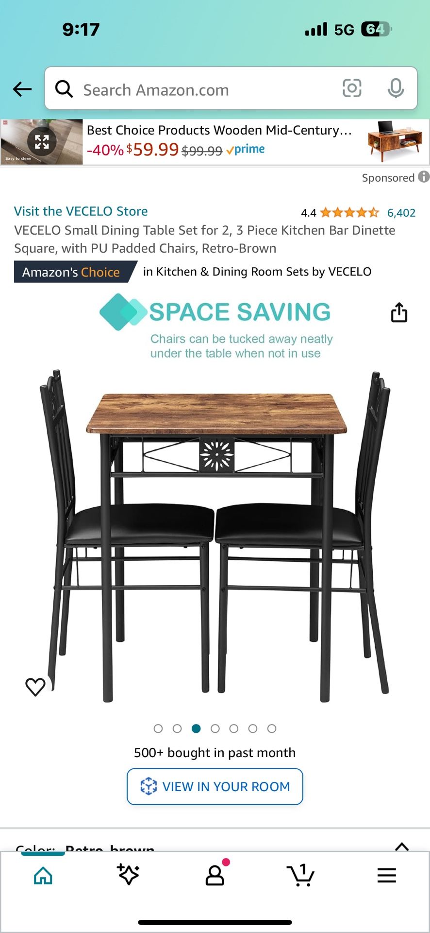 3 Piece Dining Table Set