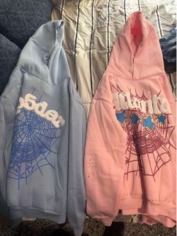Baby Blue and Pink ATL Sp5der hoodies size L brand new