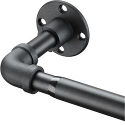 34-57 Inch Industrial Pipe Wall Bracket Curtain Rod - Matte Black (45)