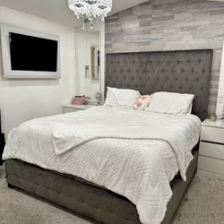 Velvet Fabric cal King Bed Frame