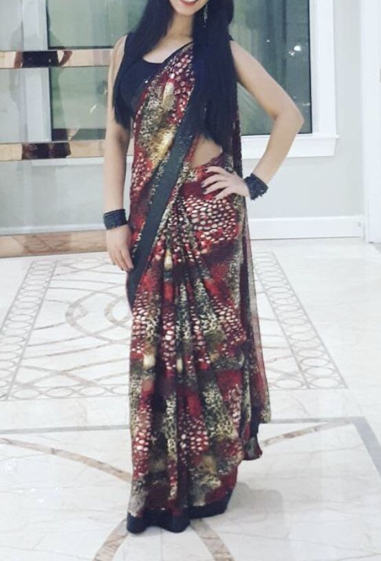 Cheetah Print Indian Saree