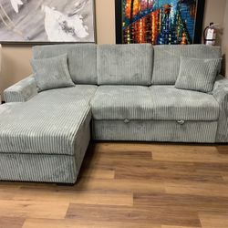 SALE ‼️Light Gray Fabric LHF Pull Out Sectional Sofa & 