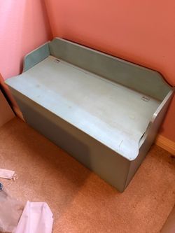 Painted Wooden Storage Bench Chest
