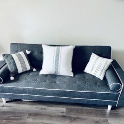 Convertible Futon Sofa Bed with Pillows, Modern Living Room Sleeper Sofa Couch - Excellent Condition!!!