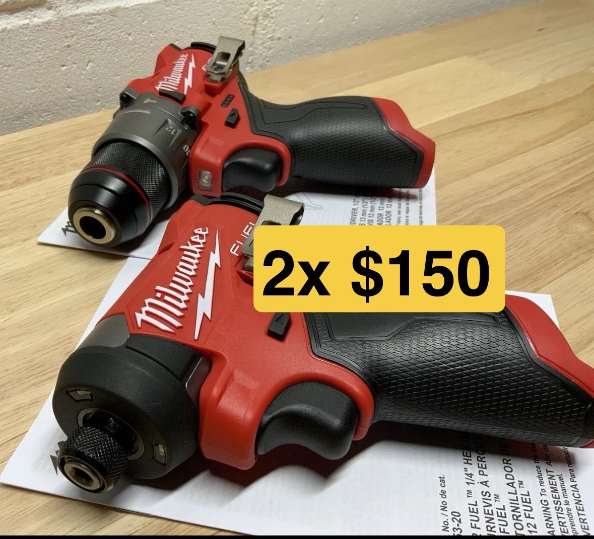 Milwaukee New Hammer Drill And Impact Fuel -2 Tools No Batteries Nuevo