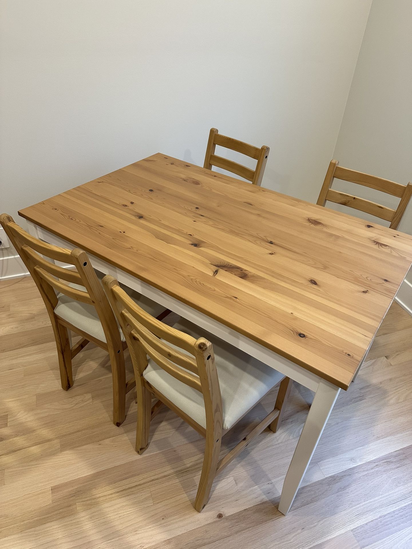 IKEA Lerhamn Light Antique Stain/white Stain Table For 4 People With Chairs