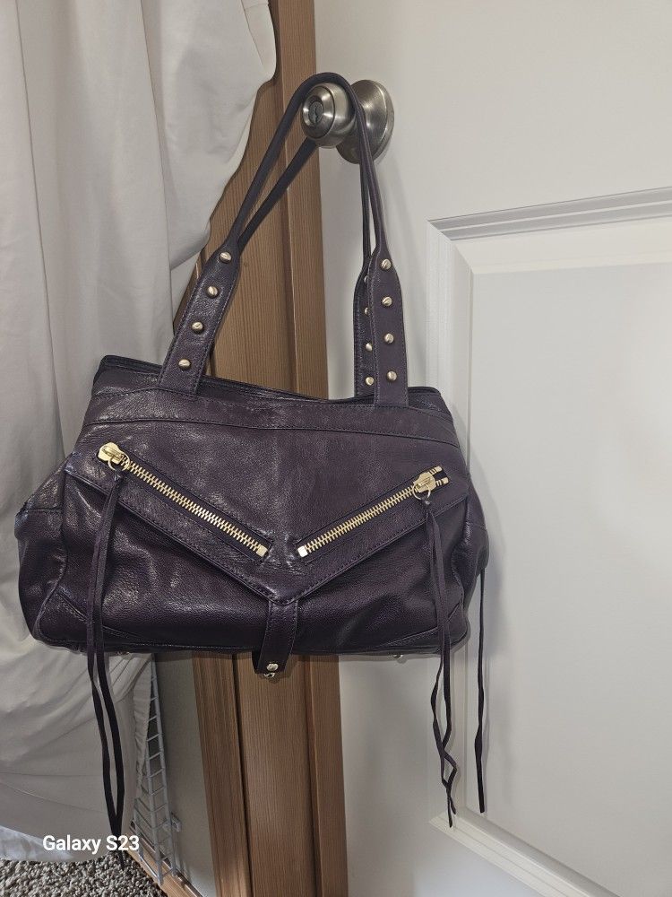 Botkier Plum Fringe Leather Shoulder Handbag
