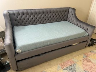 Daybed with Storage Trundle Barely Used - Grey Suede