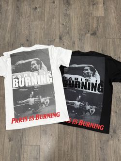 Supreme Paris Is Burning Tee Black & White M L