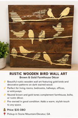 Rustic wooden wood, Bird wall Art