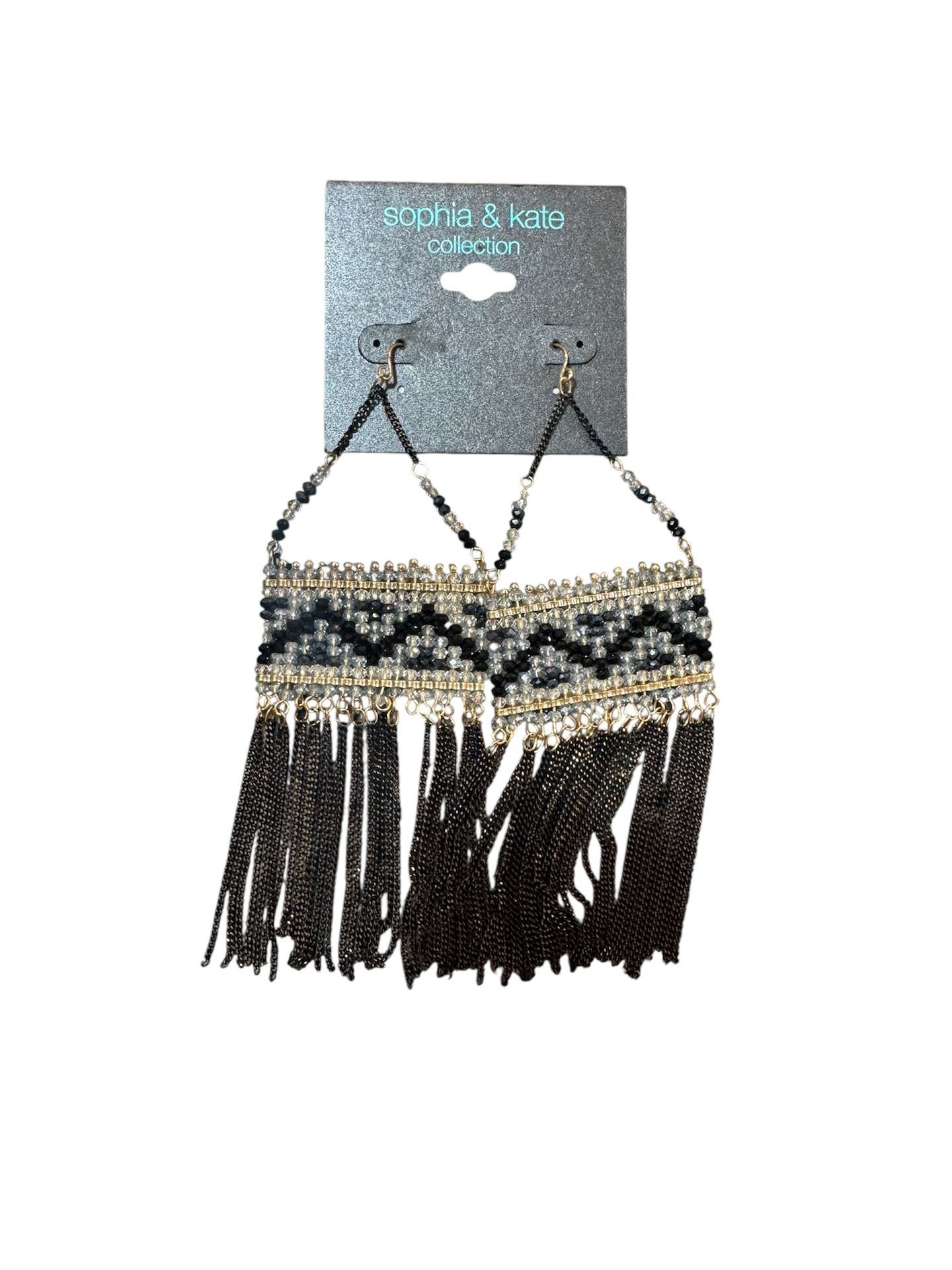 Vintage Sophia & Kate Chevron Fringe Earrings