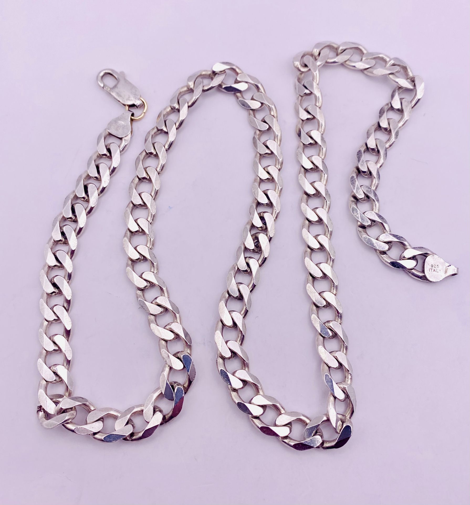 Sterling Silver Cuban Link Chain Necklace Stamped 925