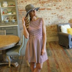 NEW Infinity Raine Burgundy Strip Fit & Flare Summer Dress
