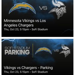 Chargers Vs. Vikings 10/23/25  5:15pm Two Tickets In Section 238 With Parking In Orange Zone
