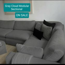 Gray Cloud Dupe Modular Sectional Couch Sofa 