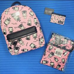 Bioworld (similar to Loungefly) Monsters Frankenstein and Frankenstein’s Bride Mini Backpack, Matching Cardholder and Matching Crossbody - All NWTs   