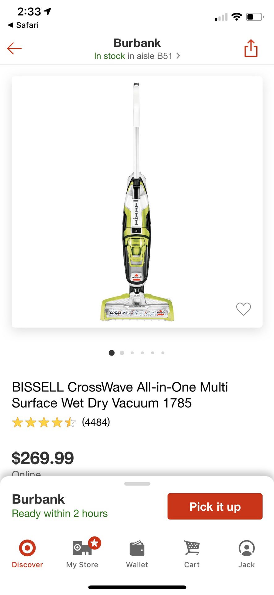 Bissell Crosswave wet/dry mop/vacuum. Great condition!