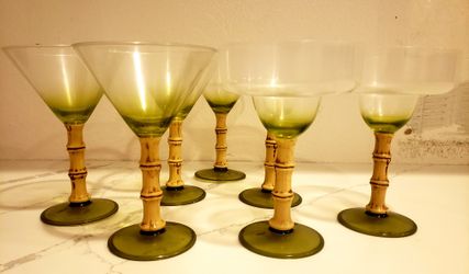 Tropical Palm Margarita & Martini Glasses