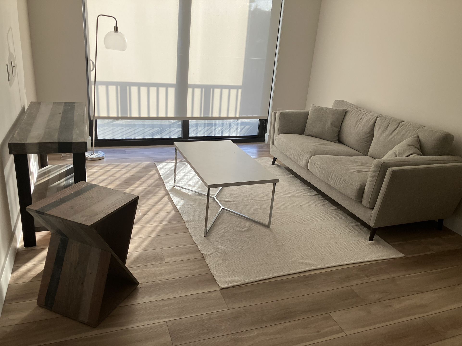 Sofa & 3 Tables and 2 Counter Stools