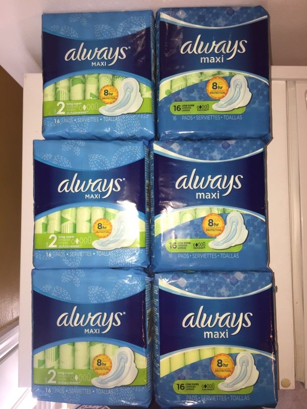 Always Long Super Pads with Flexi-Wings, 16 count bags