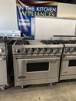 Viking 36”Wide Dual Fuel Range Stove In Stainless Steel 
