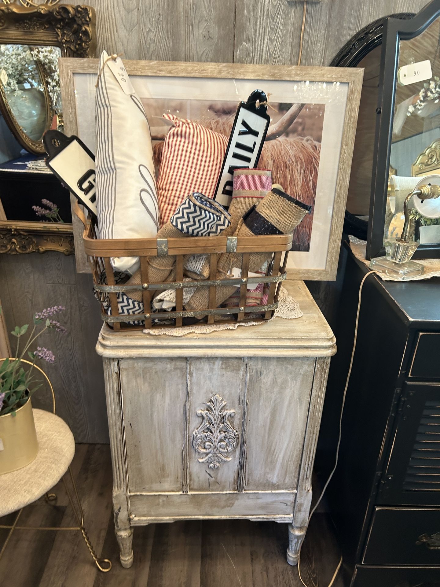 Vintage Side Table / Nightstand With Storage