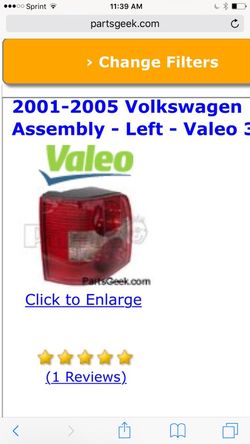 2001 - 2005 Volkswagen Passat tail light assembly