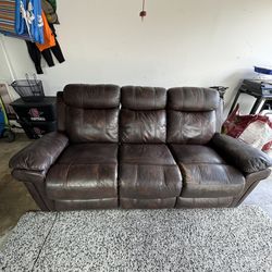 Leather automatic recliner couch