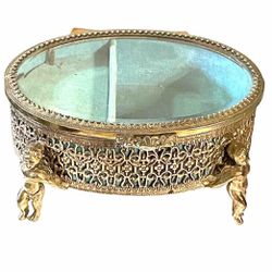 Vintage Gilt Jewelry Music  Box For Repair