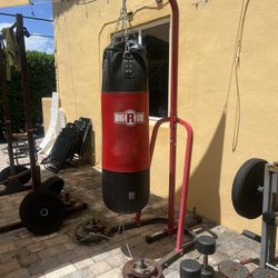 Ringside Soft Filled Leather 100lb Heavy Punching Bag With Stand 
