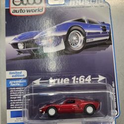 Auto World Ultra Red Chase 1965 Ford GT40 Mk1 Vintage Muscle Premium Diecast Car