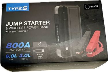 Type S 800A Portable Car Jump Starter & Wireless Power Bank - Built-in USB-C