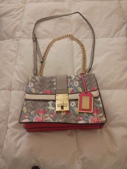 Aldo Floral Structured Hndbag with Chain Handle