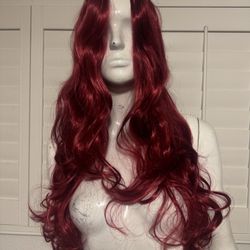 New long red wig hair Jessica rabbit costume outfit dress up