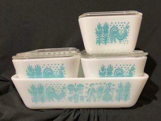 Vintage Pyrex Butterprint 503,502,501 Casserole Refridgerator Set With Lids