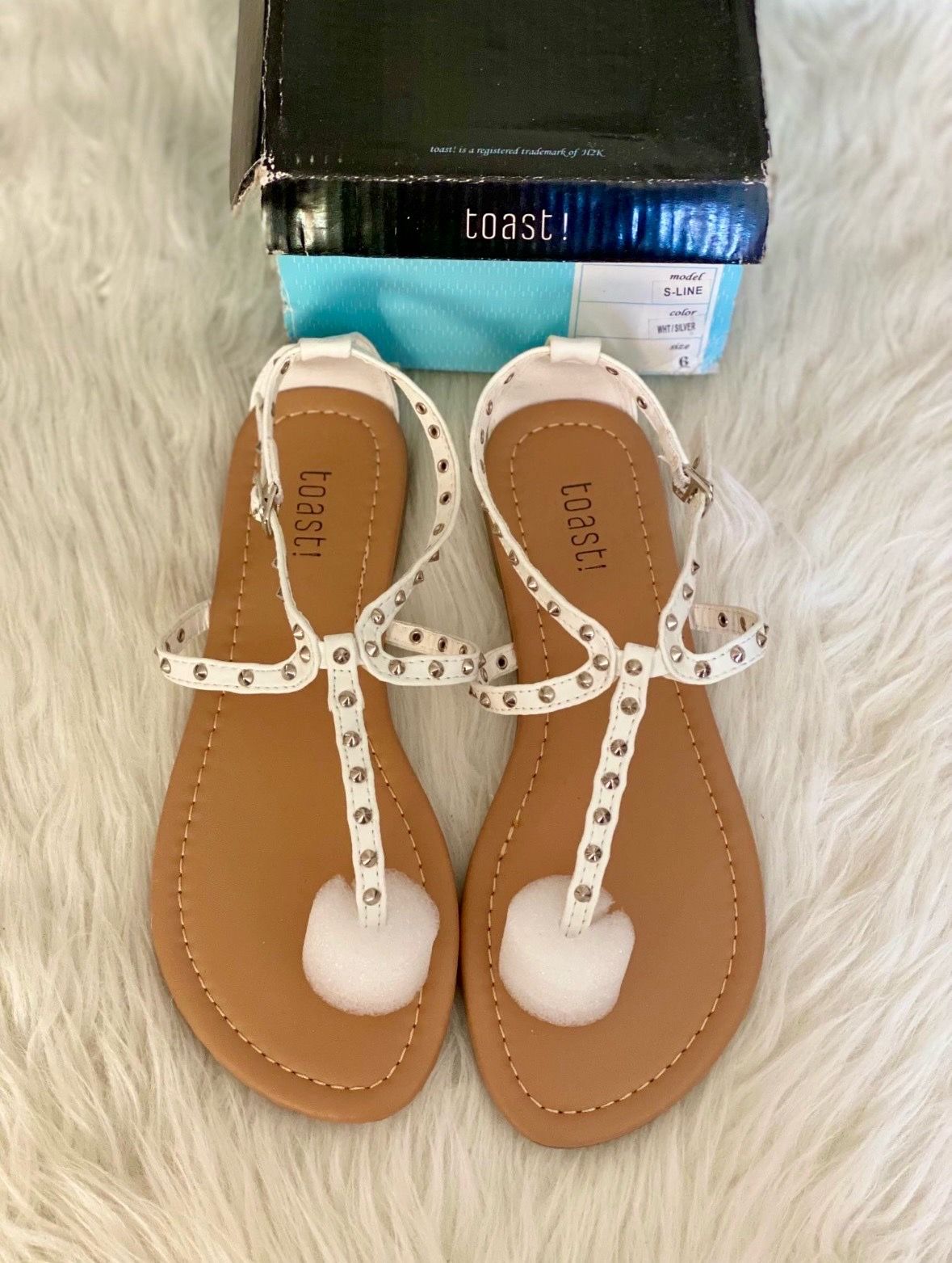 White studded sandals