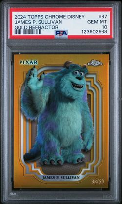 2024 TOPPS CHROME DISNEY #87 JAMES P. SULLIVAN GOLD REFRACTOR /50 PSA 10